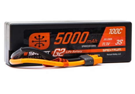 Spektrum Smart G2 11.1V 5000mAh 3S 100C Hardcase LiPo Battery IC3 SPMX53S100H3