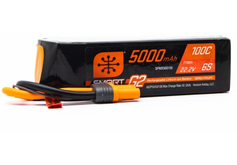 Spektrum Smart G2 22.2V 5000mAh 6S 100C LiPo Battery IC5 SPMX56S100