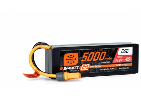 Spektrum SMART G2 5000mAh 4S 14.8V 50C LiPo RC Battery IC5 SPMX54S50H5