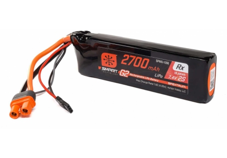 Spektrum Smart G2 Receiver LiPo Battery 2S 7.4V 2700mAh 15C IC3 O-SPMX-1056