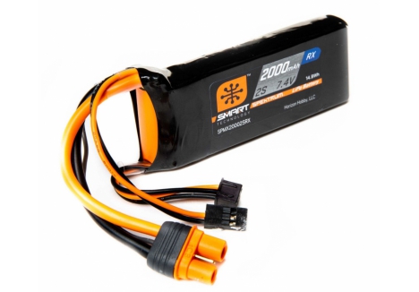 SPM 2000mAh 2S 7.4V Smart LiPo Receiver Battery; IC3 O-SPMX20002SRX
