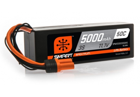 SPM 5000mAh 3S 11.1V 50C Smart LiPo Hardcase; IC5 O-SPMX50003S50H5