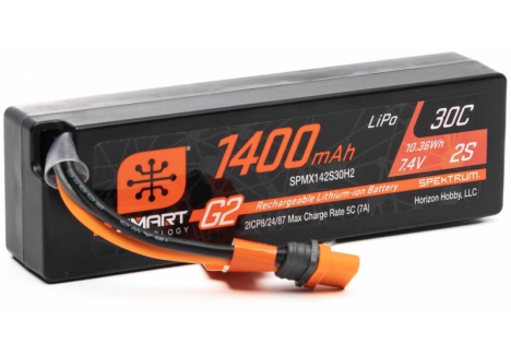 SPM 7.4V 1400mAh 2S 30C Smart G2 LiPo Battery: IC2 Connector O-SPMX142S30H2