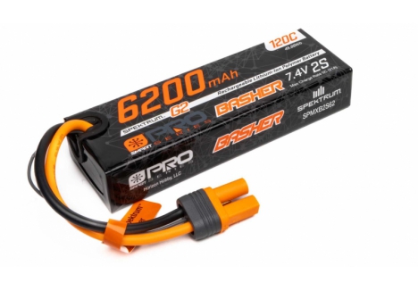 SPM 7.4V 6200mAh 2S 120C Smart G2 Pro Basher LiPo: IC5 O-SPMXB2S62