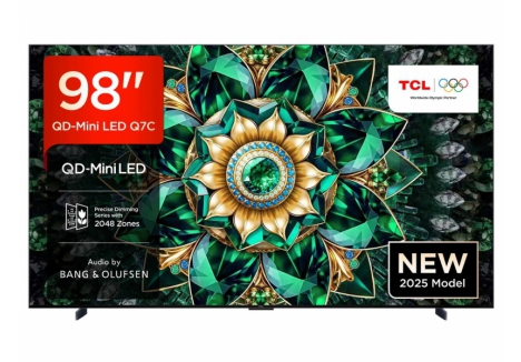 TCL 4K QD-Mini LED Smart Google TV with HDR 3000 nits, 144Hz, Bang & Olufsen Audio – 98 inch – TCL 98Q7C-UK
