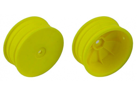 Team Associated 12mm Hex 2.2 Inch 4WD Front RC Buggy Wheels Fluorescent Yellow +1.5mm Offset AS92363