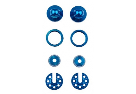 TEAM ASSOCIATED 6x6 ALUMINIUM SHOCK CAPS/COLLARS/SPRING CUPS, BLUE