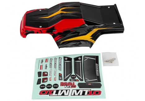 TEAM ASSOCIATED RIVAL MT10 V2 PAINTED BODYSHELL RED/YELLOW AS25830