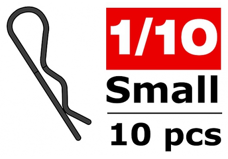 Team Corally Body Clips 45 Bent Small Black 10 Pieces C-35102