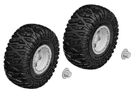 Team Corally Tyre and Rim Set 1/10 Monster Truck Chrome Rims C-00250-092-C