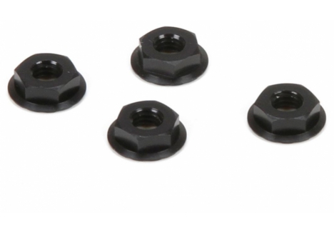 Team Losi Racing M4 Aluminum Serrated Nuts Low Profile Black Set of 4 TLR336003