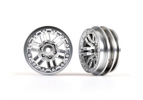 Traxxas 1.0in RC Wheels Satin Chrome Pair TRX9768-SATIN