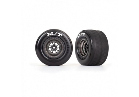 Traxxas 1/10 Weld Satin Black Chrome Rear Wheels Tyres MT Drag 2pc TRX9475A