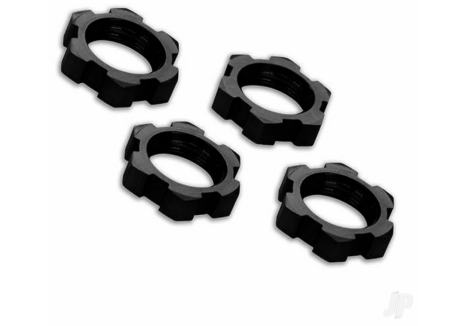 Traxxas 17mm Splined Wheel Nuts Serrated Black Anodised Set of 4 TRX7758A