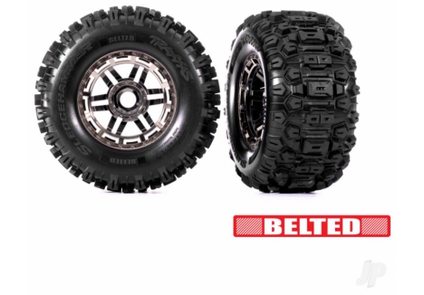 Traxxas 1/8 Sledgehammer All-Terrain Assembled Wheel Tyre Set TRX8979A