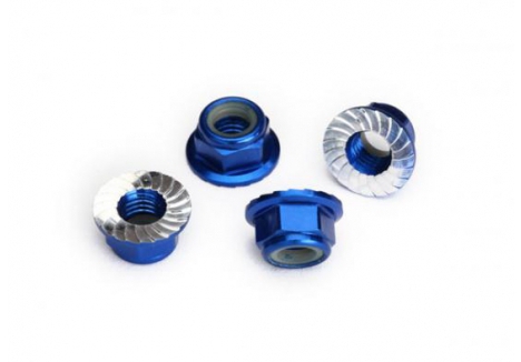Traxxas 5mm Flanged Nylon Locking Nuts Aluminium Blue 4 Pack TRX8447X