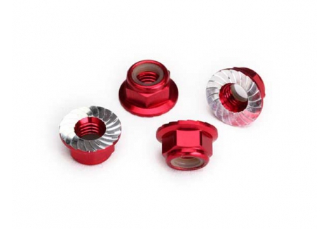 Traxxas 5mm Flanged Nylon Locking Nuts Aluminium Red 4 Pack TRX8447R