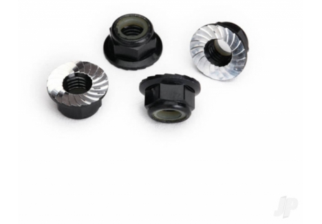 Traxxas 5mm Flanged Nylon Locking Nuts Black Anodised Serrated Aluminium TRX8447A