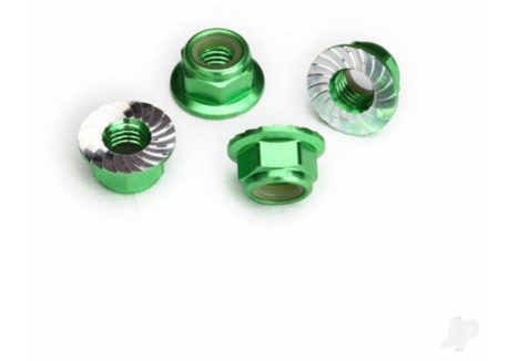 Traxxas 5mm Flanged Nylon Locking Nuts Green Anodised Aluminium Serrated TRX8447G