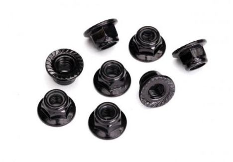 Traxxas 5mm Flanged Nylon Locking Nuts Steel Black 8 Pack TRX8447