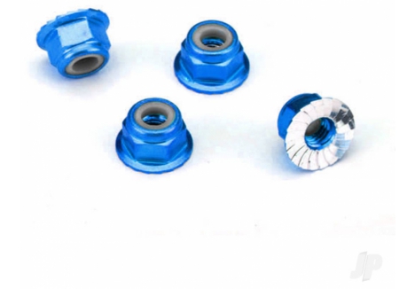Traxxas Aluminium Flanged Serrated Nuts 4mm Blue 4 pcs TRX1747R