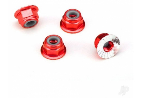 Traxxas Aluminium Flanged Serrated Nuts 4mm Red 4 pcs TRX1747A