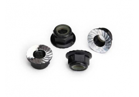 Traxxas Auminium 5mm Flanged Nylon Locking Nuts - Black (4) TRX8447A