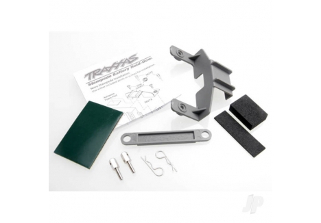 Traxxas Battery hold-down (Grey) (1pc) / receiver hold-down (Grey) (1pc) / metal posts (2 pcs) / spacers (2 pcs) / Body clips (2 pcs) / servo tape / adhesive foam pad TRX3627X