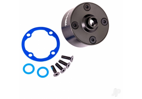 Traxxas Carrier, differential (aluminium, Dark Titanium-anodised) / differential bushing / ring gear gasket / 3x10mm CCS (4 pcs) TRX9581A