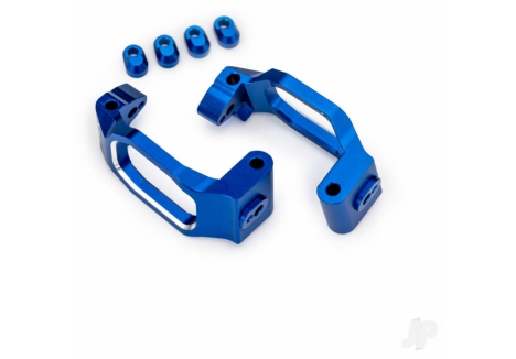 Traxxas Caster blocks, 6061-T6 aluminium (blue-anodised), left & right, 4x22mm pin (4), 3x10mm BCS (with threadlock) (4), retainers (4) TRX10232-BLUE