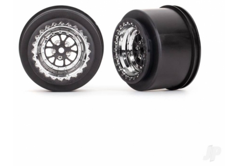 Traxxas Drag Slash Rear Wheels Weld Chrome Black Pair TRX9473R