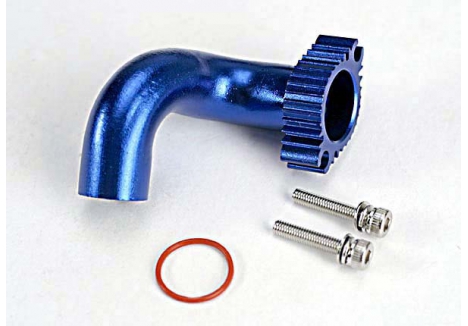 Traxxas Header, Blue-anodised aluminium (for Rear exhaust engines only) (TRX 2.5, 2.5R, 3.3) TRX5287