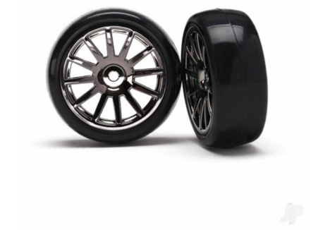 Traxxas LaTrax Rally 1/18 Scale Micro RC Wheels Black Chrome with Slick Tyres TRX7573A