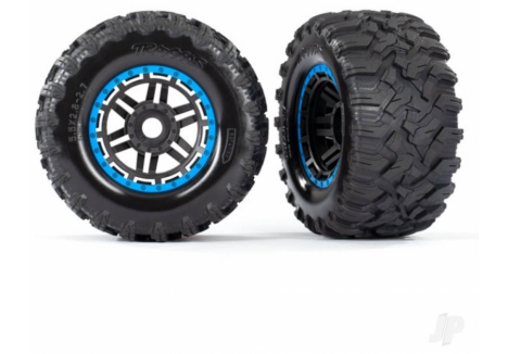 Traxxas Maxx MT Wheels Tyres Assembled Glued 1/10 Blue TRX8972A
