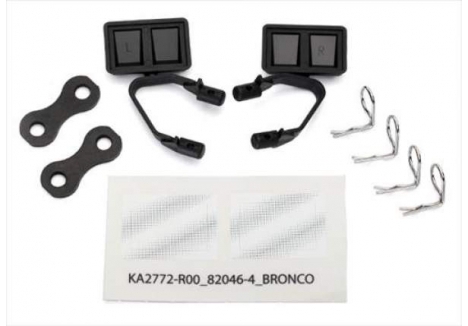 Traxxas Mirrors, side, Black (left & right) / retainers (2 pcs) / Body clips (4 pcs) (fits #8010 Body) TRX8073