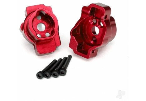 Traxxas Portal drive axle mount, Rear, 6061-T6 aluminium (Red-anodised) (left and right) / 2.5x16 CS (4 pcs) TRX8256R