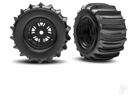 Traxxas Pro Scale Sand Car 1/5 Black Paddle Tyres Wheel Tyre Assembly Pair TRX10973