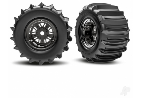 Traxxas Pro Scale Sand Car Rear Wheels Tyres Black Chrome TRX10973-BLKC