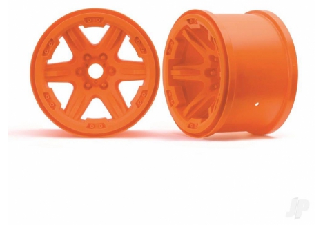 Traxxas RC Truck Wheels 3.8 Inch Orange 17mm Splined Hex Pair TRX8671A