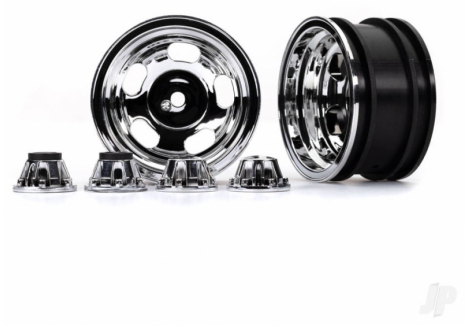 Traxxas RC Wheels 2.2 Inch Chrome Slotted with Centre Caps TRX8158X