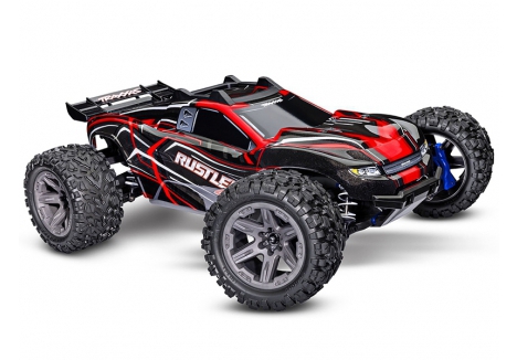Traxxas Rustler 4X4 BL-2S 1:10 4WD RTR Stadium Truck, Red (+ TQ 2-ch, BL-2S, 3300kV, 2S LiPo, USB-C Charger) TRX67164-4-RED
