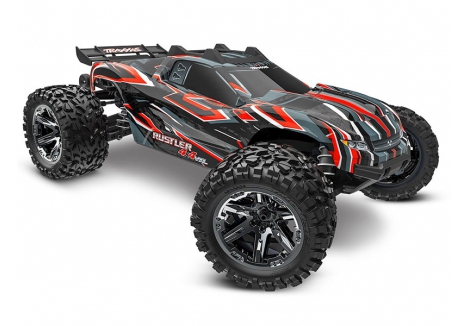 Traxxas Rustler 4X4 HD VXL 1:10 4WD RTR Brushless Electric Monster Truck, Red (+ TQi 2-ch, TSM, VXL-3s, Velineon 3500kV, Extreme HD Kit, Clipless ProGraphix Body) TRX67376-4-RED