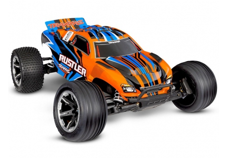 Traxxas Rustler HD 1:10 2WD RTR Electric Stadium Truck, Orange (+ TQ 2-ch, XL-5, Titan 550, 7-Cell NiMH, 4A USB-C Charger, Clipless Body) TRX37254-8-ORNG