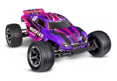 Traxxas Rustler HD 1:10 2WD RTR Electric Stadium Truck, Pink (+ TQ 2-ch, XL-5, Titan 550, 7-Cell NiMH, 4A USB-C Charger, Clipless Body) TRX37254-8-PINK