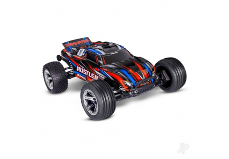 Traxxas Rustler HD BL-2S 1:10 2WD RTR Stadium Truck, Red (+ TQ 2-ch, BL-2S, 3300kV, 2S LiPo, USB-C Charger, Clipless Body) TRX37354-4-RED