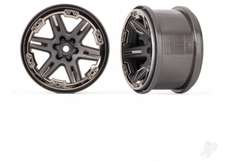 Traxxas RXT 2.8 Inch Wheels Charcoal Grey Black Chrome Beadlock 1/10 RC TRX6772-BLKCR
