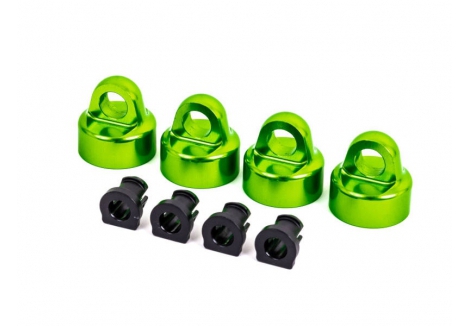 Traxxas Shock caps, aluminium (Green-anodised), GT-Maxx shocks (4 pcs) / spacers (4 pcs) (for Sledge) TRX9664G