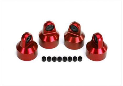 Traxxas Shock caps, aluminium (Red-anodised), GTX shocks (4 pcs) / spacers (8 pcs) TRX7764R