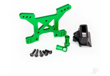 Traxxas Shock tower, Front, 7075-T6 aluminium (Green-anodised) (1pc) / Body mount bracket (1pc) TRX6739G