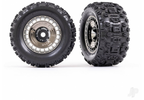 Traxxas Sledge 1/8 3.8in Sledgehammer Wheels Tyres Black Chrome TRX9572T